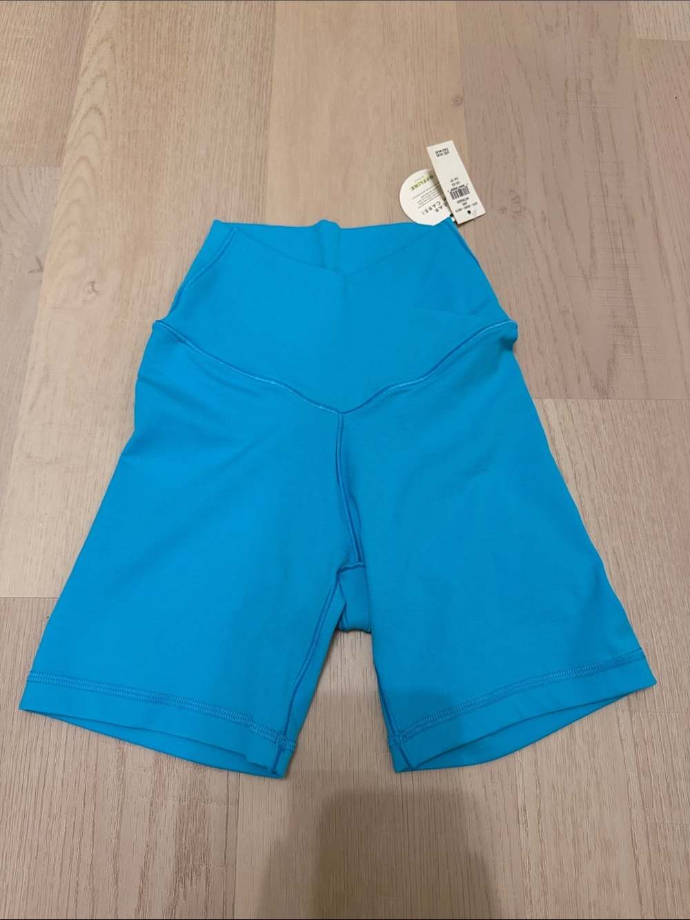 NWT Aerie Crossover High-Waist Active Bike Shorts 5” Bright Turquoise Size XS
